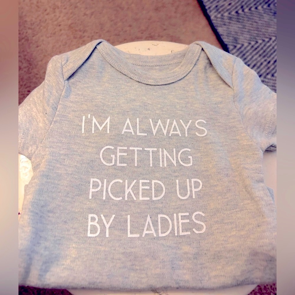 Gray baby onesie 0/3 M NWT gift